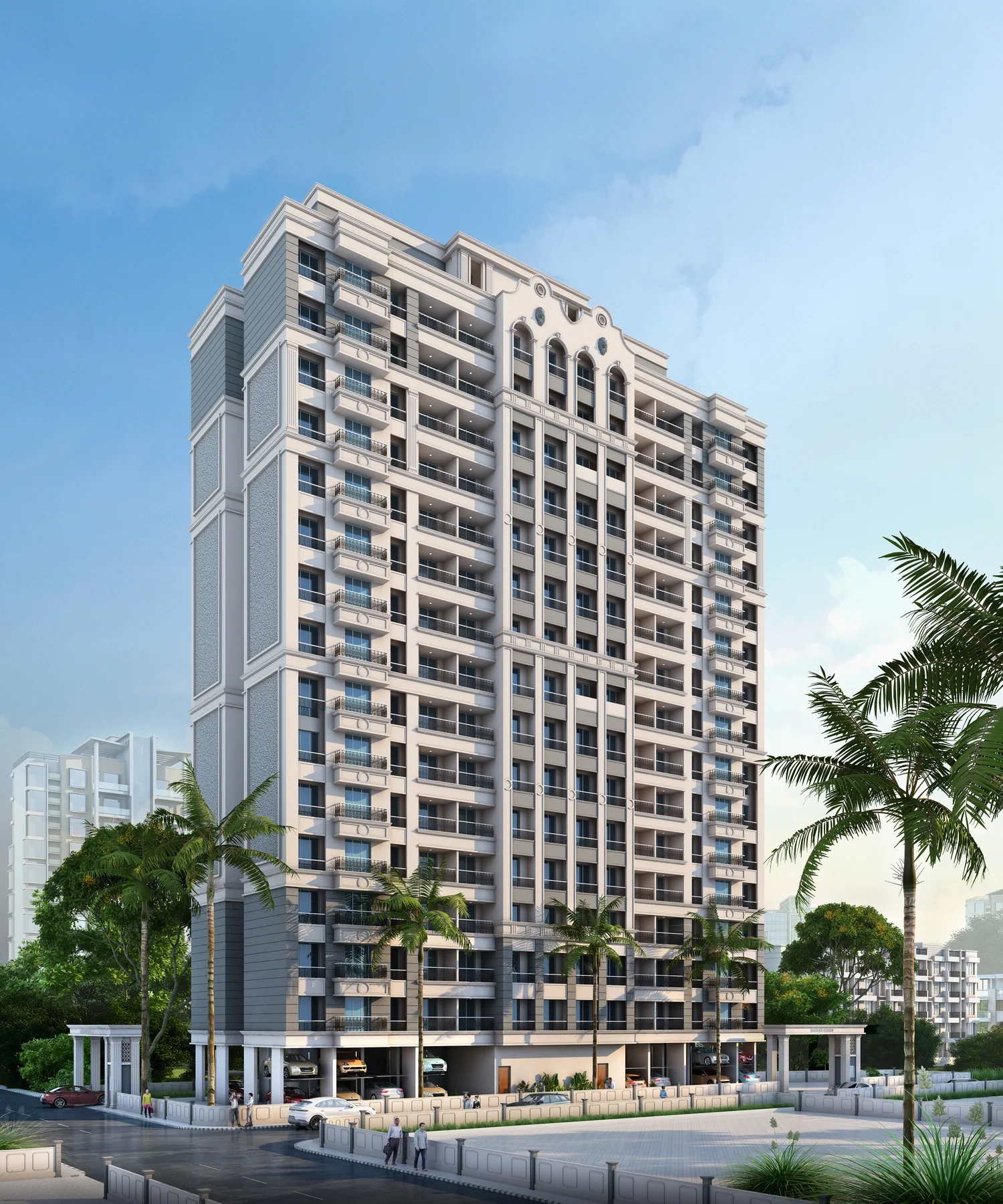 Original architectural elevation render of Mangeshi Gemini II